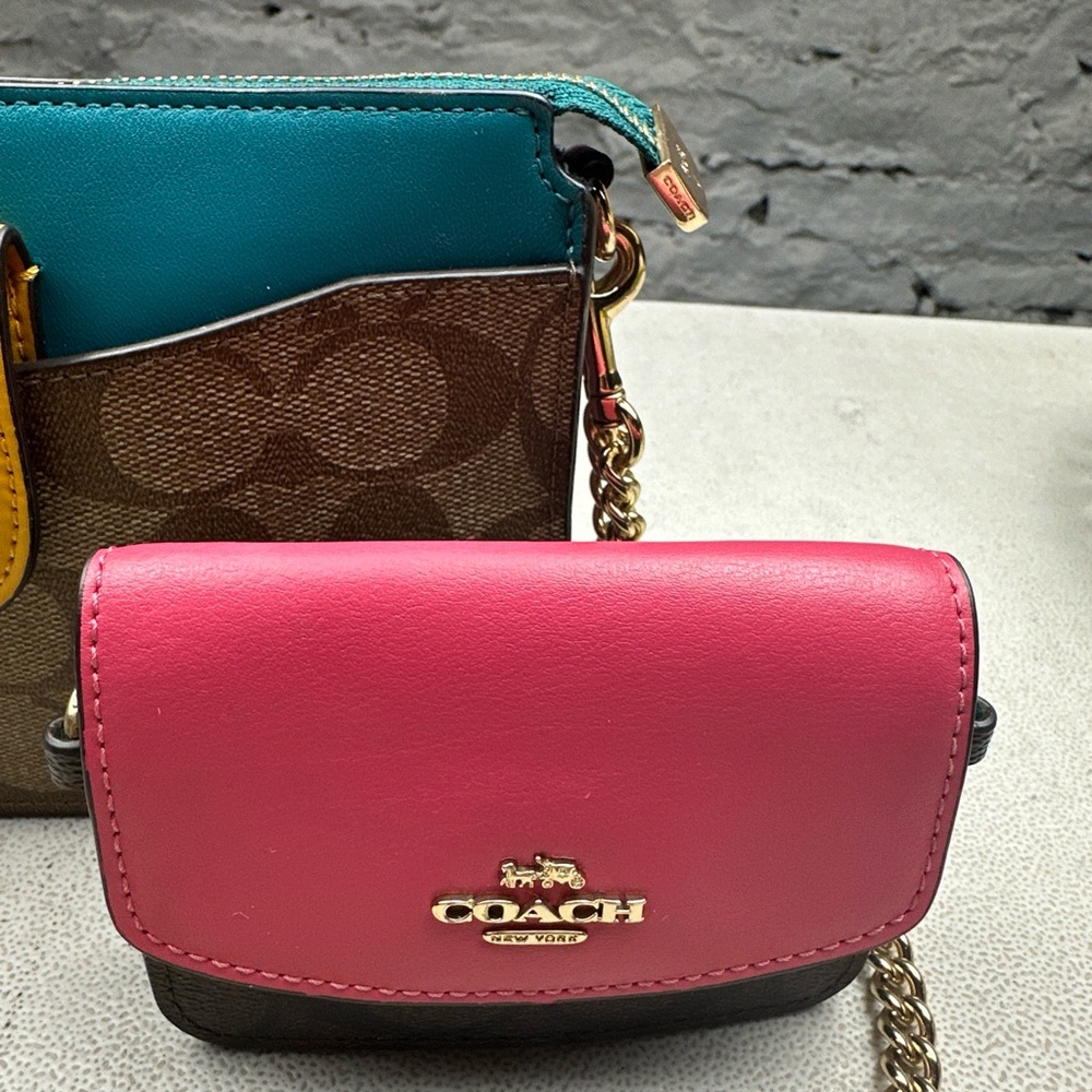 Coach C2917 Poppy Signature Leather Coin Pouch Crossbody Bag W6#2